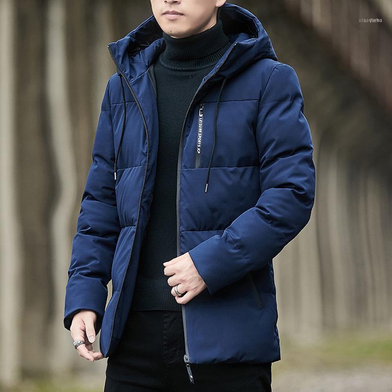 

Men's Down & Parkas Winter Padded Jacket Medium Hooded Thick Warm Cold-proof Young Plus Size Clothes1, Black