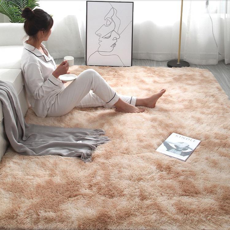 

Carpets RULDGEE Shaggy Tie Dye Carpet Printed Plush Floor Fluffy Mats Kids Room Faux Fur Area Rug Living Silky Rugs
