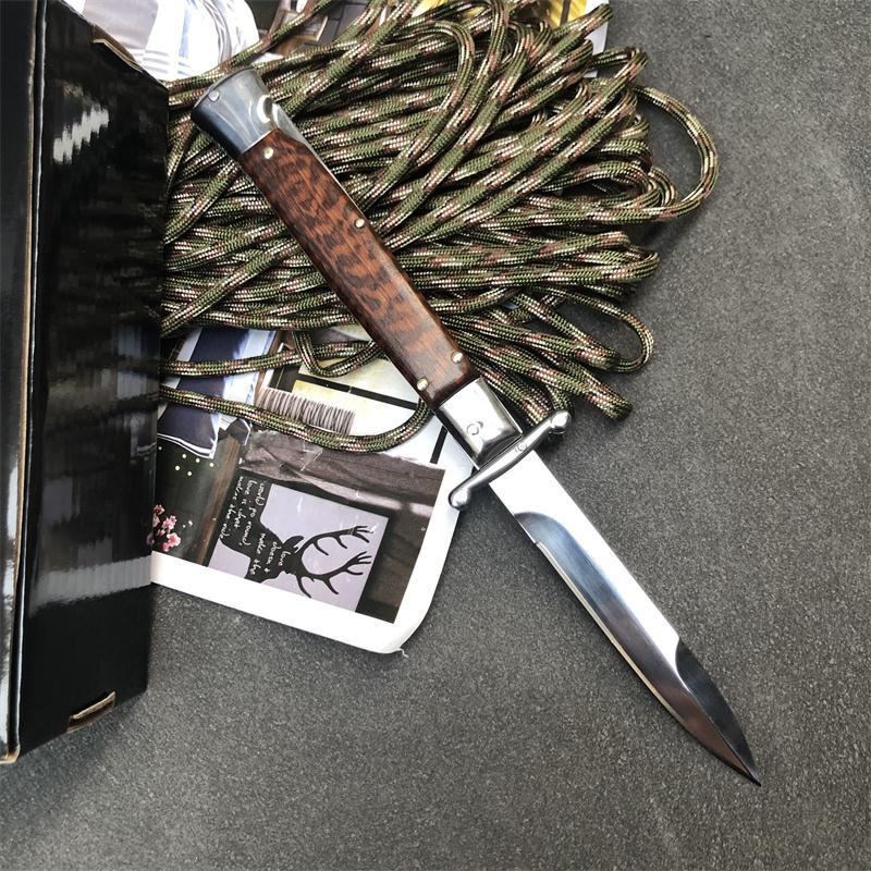 

BM high quality Theone 9" Italian Stiletto Swinguard Snakewood mirror blade Tactical Auto survival knife