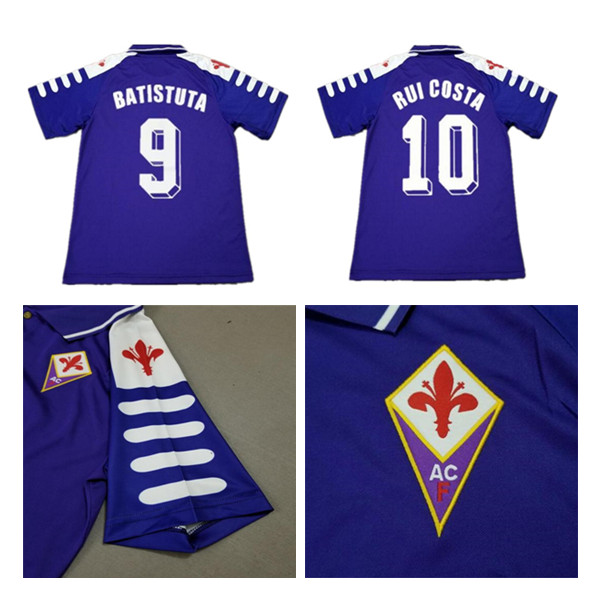 

1998 1999 Retro Fiorentina Soccer Jerseys 9 BATISTUTA 10 RUI COSTA Custom Vintage 98 99 Home Football Shirt 2000 Camisas de Futebol