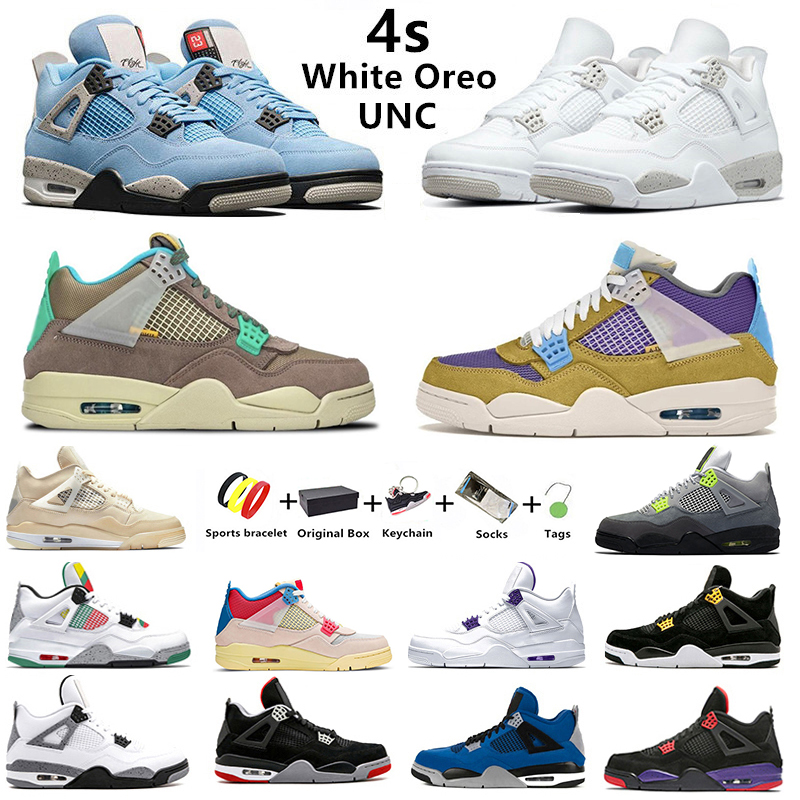 

Desert Moss Jumpman 4s basketball shoes 4 UNC Royalty White Oreo sail Taupe Haze Travis Scotts Metallic men women sports sneakers University Blue Union X Neon