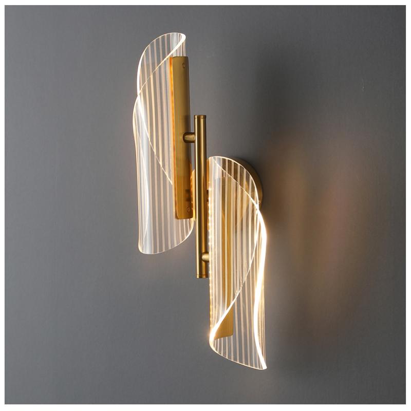 

LICAN Nordic Gold Acrylic LED Wall lamp bedroom bedside aisle living room Nordic study wall sconce lights Bedside LED lamp