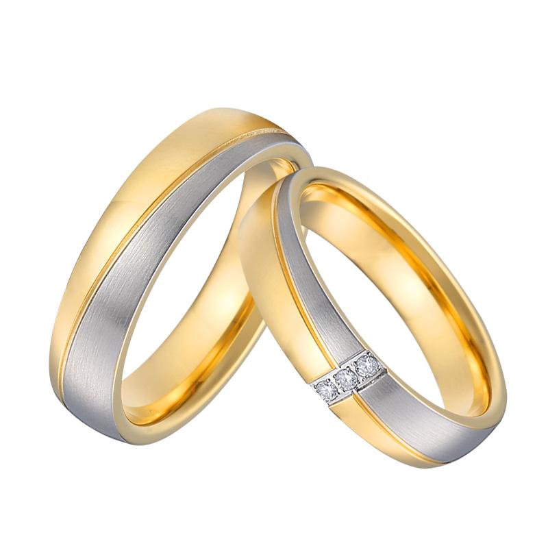 

Wedding Rings Unique Fashion Anniversary Band Ring For Men Gold Color Bridal Promise Couple Engagement Women