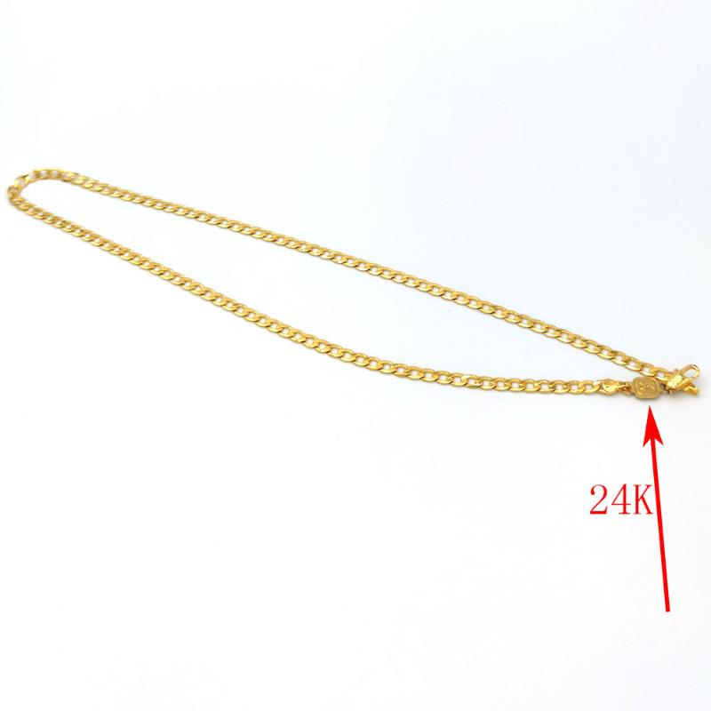 

Women's Necklace Curb Chain Solid 24 k Stamp Link Fine Gold AUTHENTIC FINISH Birthday Valentine Gift Valuable 20 inch 4 M