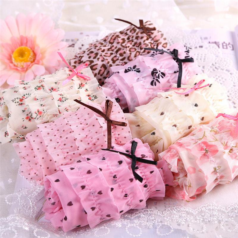 

Women's Panties Women Beautiful BuLifter Briefs Lovely Girl Sexy Dot Female Underwear Girls Lace Ruffles Sheer 12 Colors, Black dot