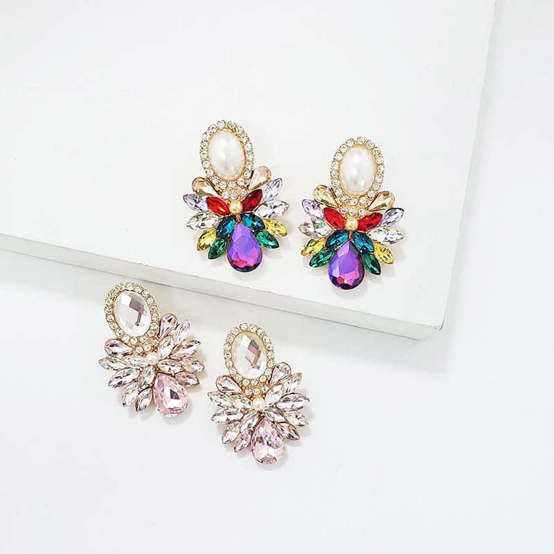 

Stud Fashion Earrings Accessories Women's Crystal Multi-Colors/ Pink Glass For Girl