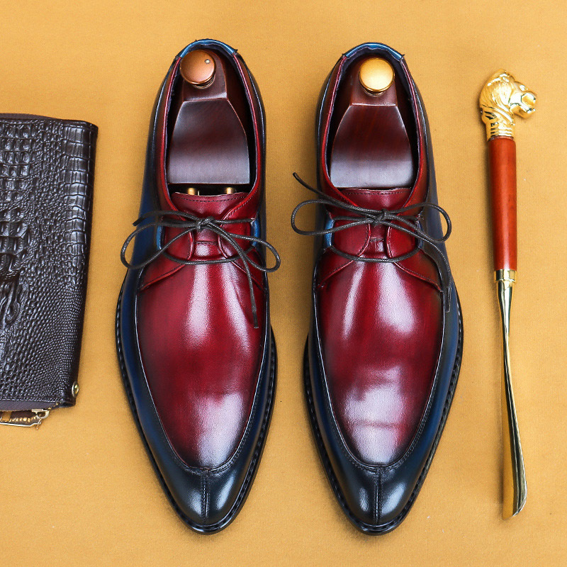 

finger pointed at male hand color-blended oxfords dressed in genuine leather office shoes formal wedding a207, Black