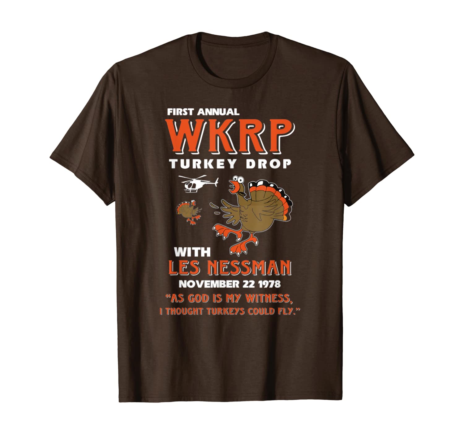 

wkrp-turkey-drop funny thanksgiving fall gift men women t-shirt, White;black