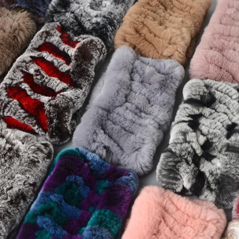 

Scarves Rex Fur Ring Handmade Winter Warm Knitted Real Natural Turban Scarf Solid Mix-Color Women, Blue;gray