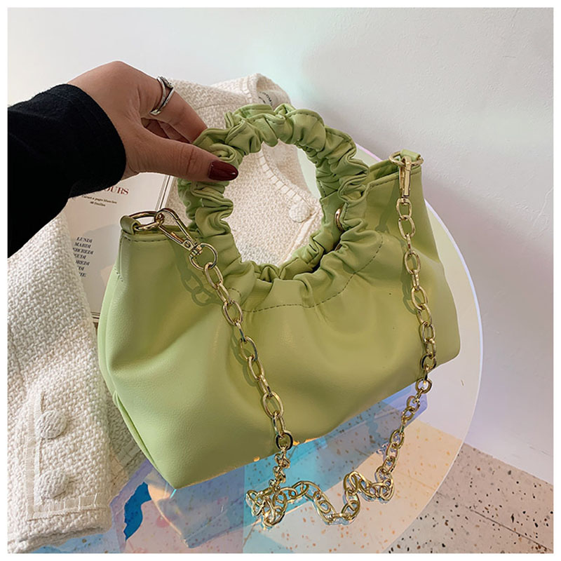 

Soft PU leather cloud bag personalized design pleated handle lady's handbag Pure colors cross body Purse summer seaside pocket, Beige