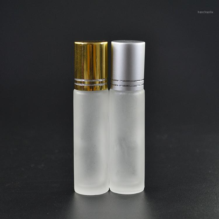 

100pcs 10ml Transparent Frosted Thick Glass Roll On Essential Oil Empty Perfume Bottles Storage & Jars