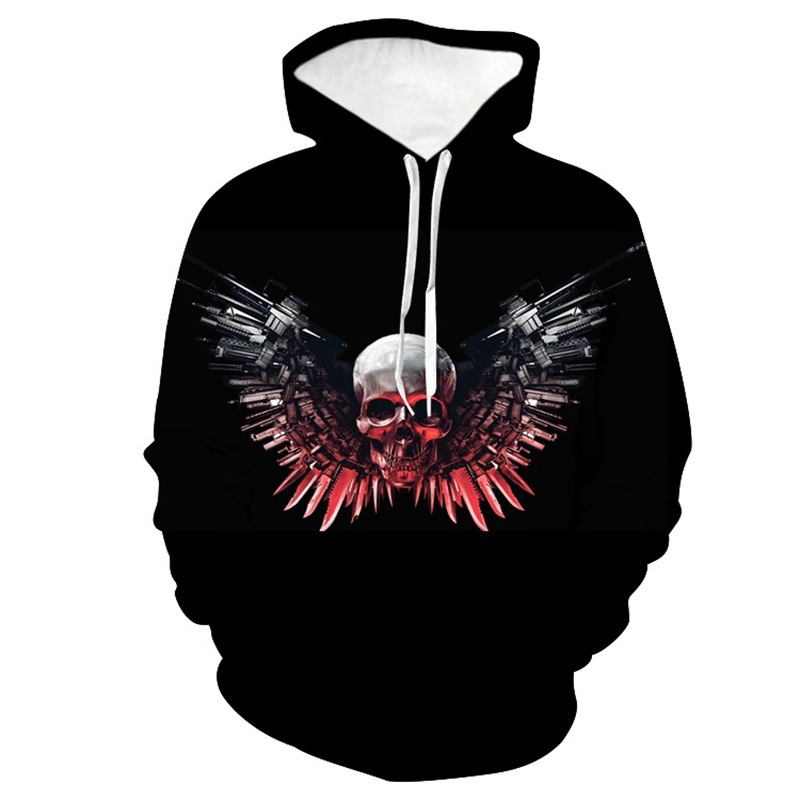 

Hoodie Fleeces Sweater HoodyWomen' autumn clothes, Halloween 3D digital printing Pullover Hooded Sweater, large size baseball suit, Skull