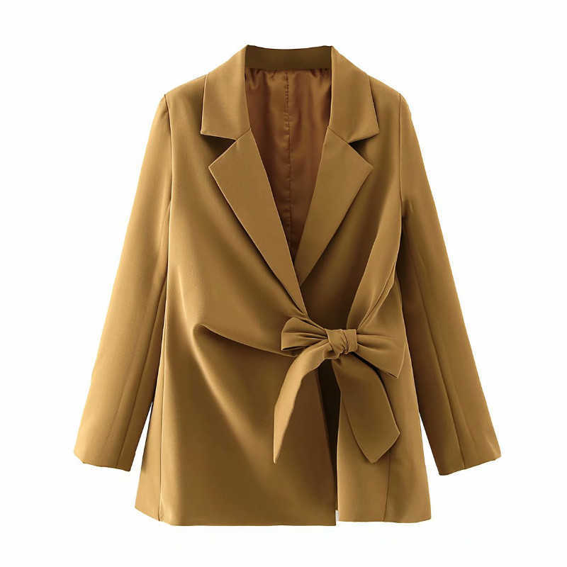 

Loose Women Autumn Ladies Jacket Small Suit High Quality Casual lace-up long-sleeved ladies blazer Female Overcoat 210527