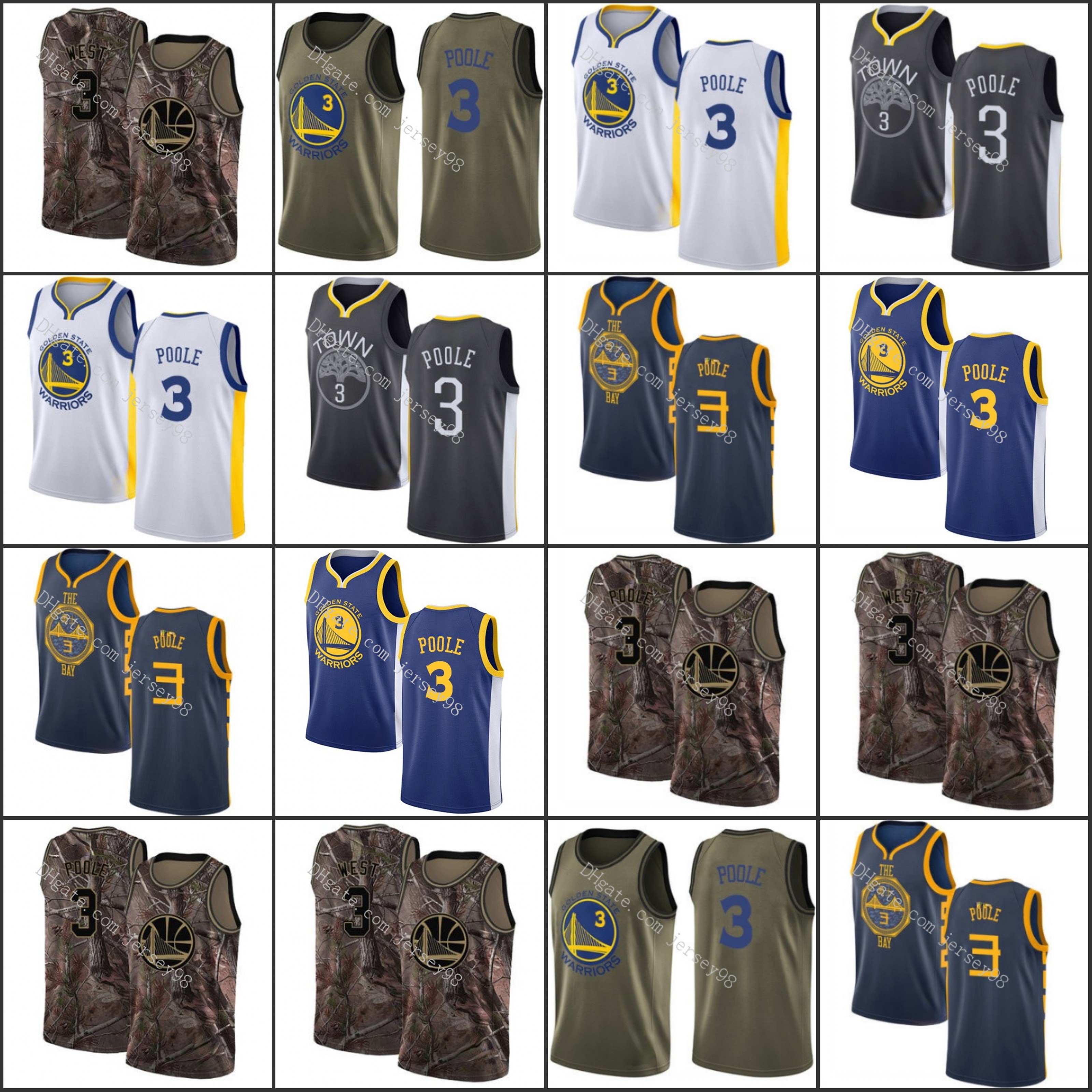 

GoldenStateWarriorsmen #3west Poole White retro BasketballJersey, Black