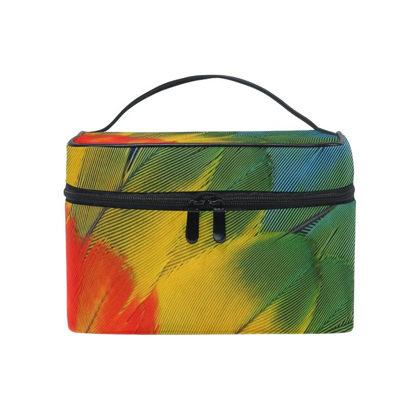 

FengJu Cosmetic Bag Portable Travel Organizer Hanging Toiletry Case Storage Tote for Girls Woman Feathers, As pic