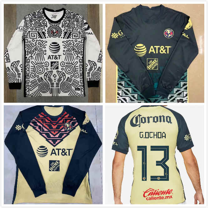 

2021 Long Sleeve Chivas Guadalajara Soccer Jerseys Liga mx Mexico Club America UNAL UANL TIGRES 20 21 ALTERNATIVO Football Shirts, Black;yellow