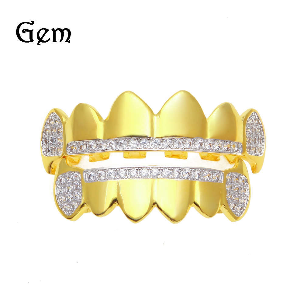 

Men's hip-hop micro inlaid AAA zircon real gold electroplating pointed braces