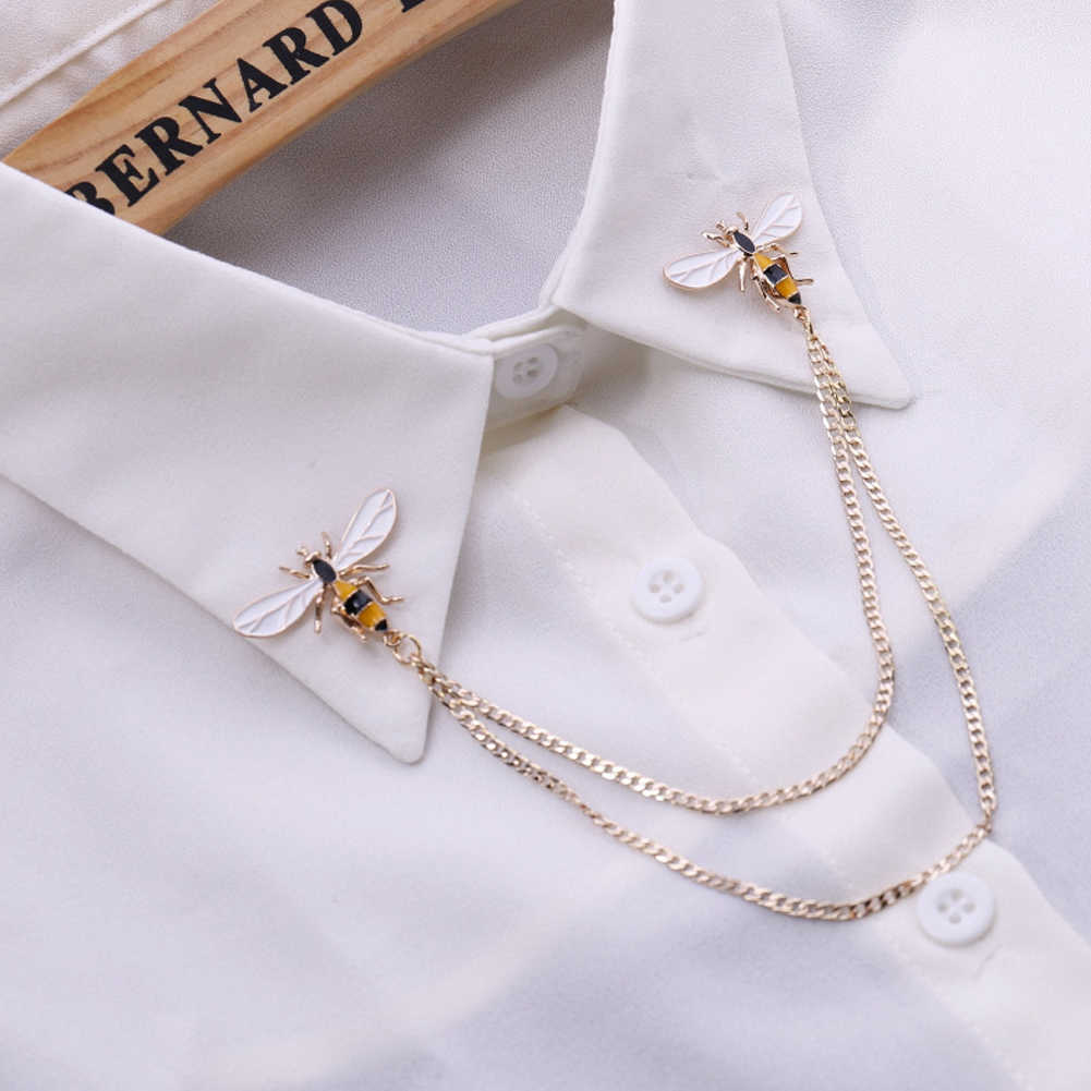 

Cute Bee Vintage Brooches Pins Animal Alloy Metal Chain Brooch Broches Man Suit Shirt Collar Tassel Lapel Pin Women Jewelry Gift H1018