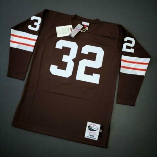 

Cheap 100% Stitched Jim Brown Mitchell Ness 1964 Jersey Size XS-5XL 322s Thro Top Football jersey, Black