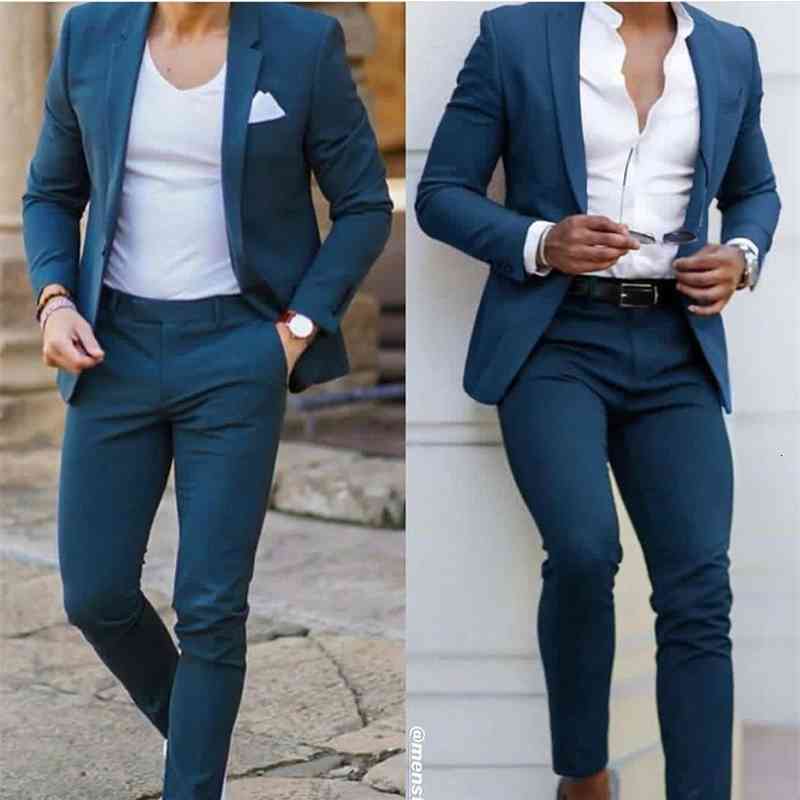 Men&#039;s Suits & Blazers Smoking A Furry Button From the Bridegroom Wearing Prom Slim Fit Men Blazer Suit Wear (Jacket + Pants) 6KUF-image-702408542