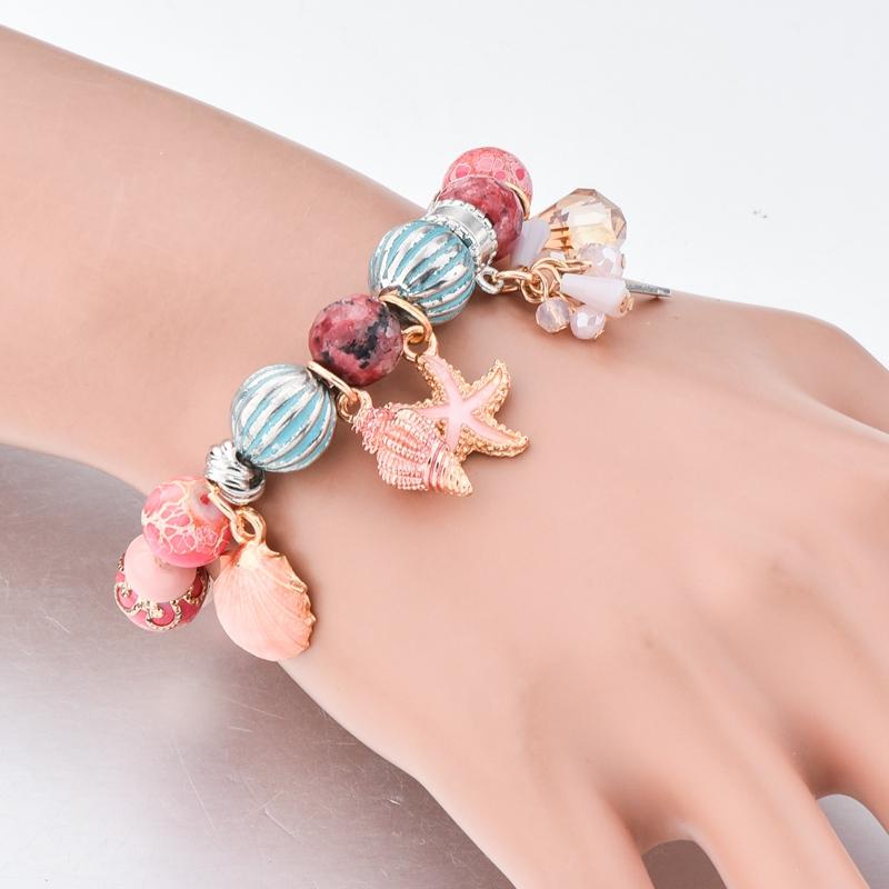 

Charm Bracelets ATTRACTTO Fashion Pink Starfish&Conch Bracelets&Bangles For Women Crystal Jewelry Pulseira Feminina SBR180080