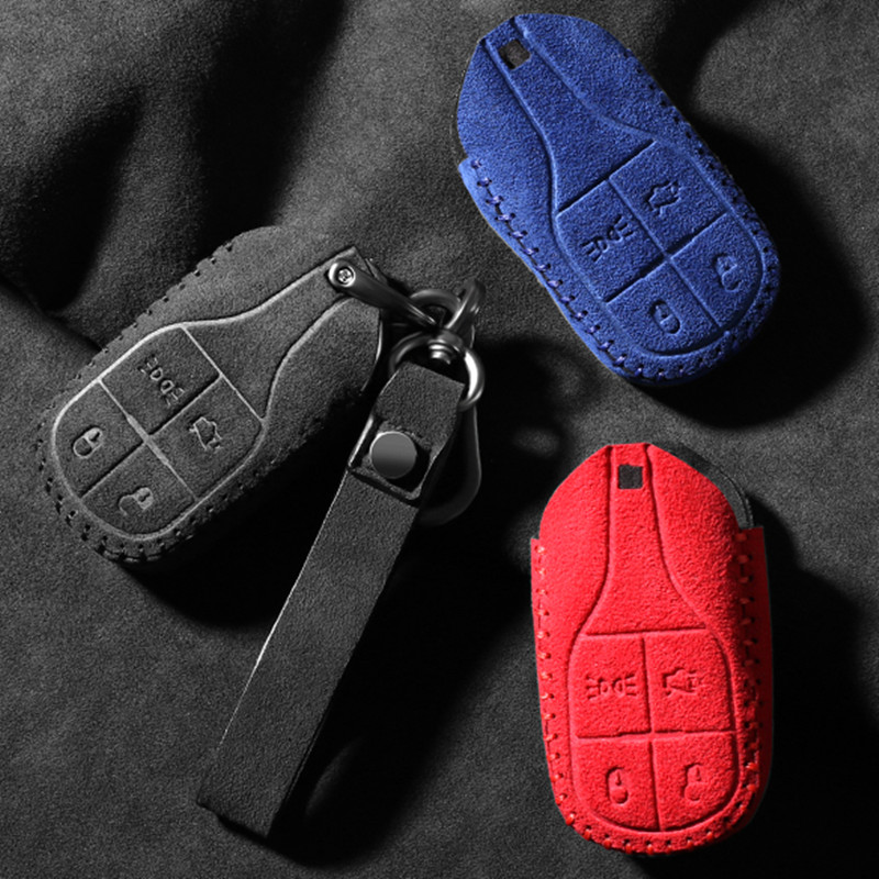 

Car key set For Maserati Ghibli Levante quattroporte alcantara suede fur key chain buckle anti-drop car accessories, Sky blue