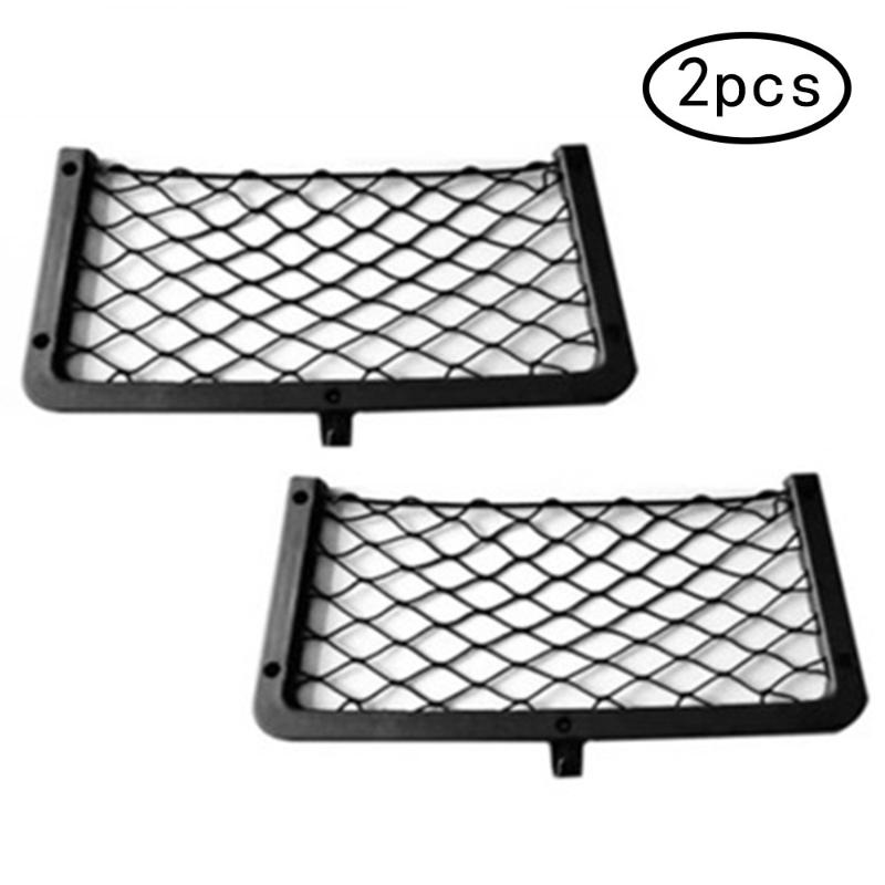 

Car Organizer 2X Large Elastic Storage Net Magazine Holder Rack Camper Van Seat Organiser Premium Black Mesh Pockets Lightweight