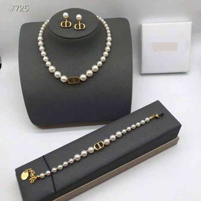 

70% OFF High Quality 2021 new letter pearl bracelet necklace women's net red light luxury small incense Earrings women