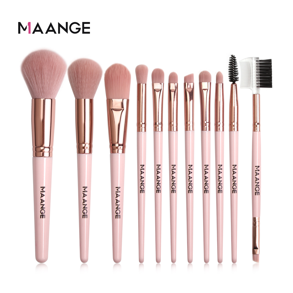 

MAANGE 11pcs/set Makeup Brushes Pro Pink Brush Set Powder EyeShadow Blending Eyeliner Eyelash Eyebrow Make up Beauty Cosmestic Brushes