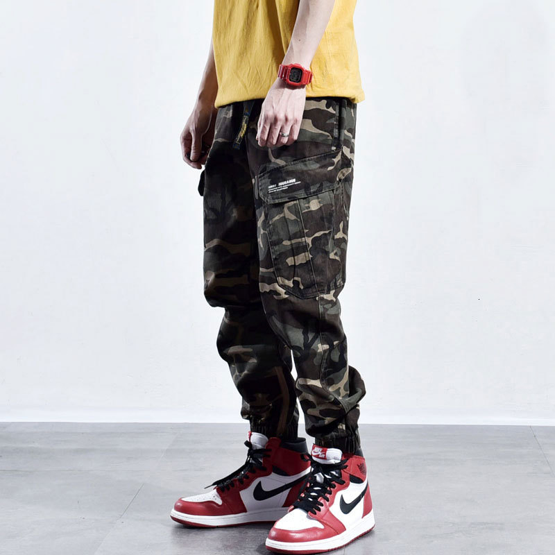 

2021 New Fashion Streetwear Joggers Camouflage Military Army Hombre Japanese Style Loose Fit Cargo Pants Hip Hop Jeans Men Msrq