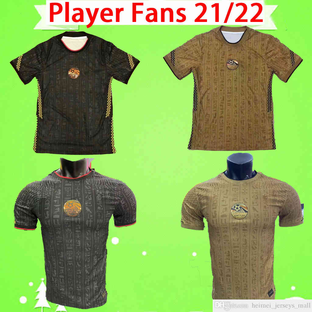 

Player fans version 2021 2022 Egypt Soccer Jersey #10 M.SALAH Shirt Home Away A. HEGAZI KAHRABA RAMADAN M.ELNENY 21 22 Football uniforms, Black;yellow