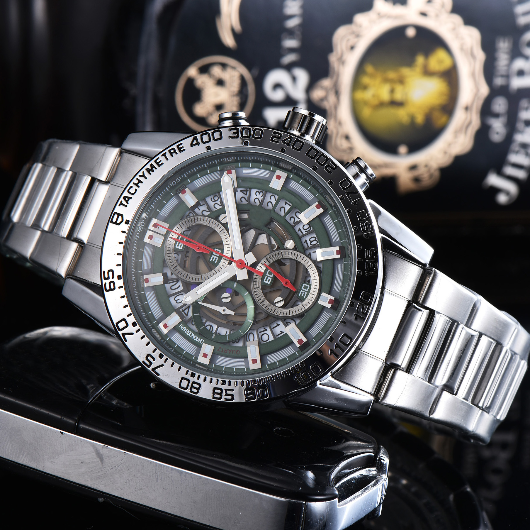 

4-Men business fashion Reloj de lujo stainless steel multi-function quartz watch sports casual military Orologio di lusso Montre de luxe
