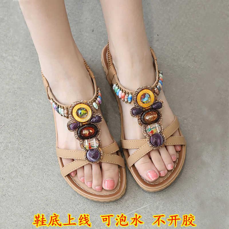 

Sandals Beach Shoes Holiday Versatile Slippers Summer Flat Roman Fairy Student Bohemian, Upgrade black 2019-4