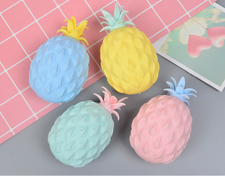

10cm Cute Large Pineapple Squeeze Toy Anti Stress Grape Ball Funny Gadget Vent Decompression Fidget Toys Autism Hand Wrist for Kid Children 4 Colors Pressure Release