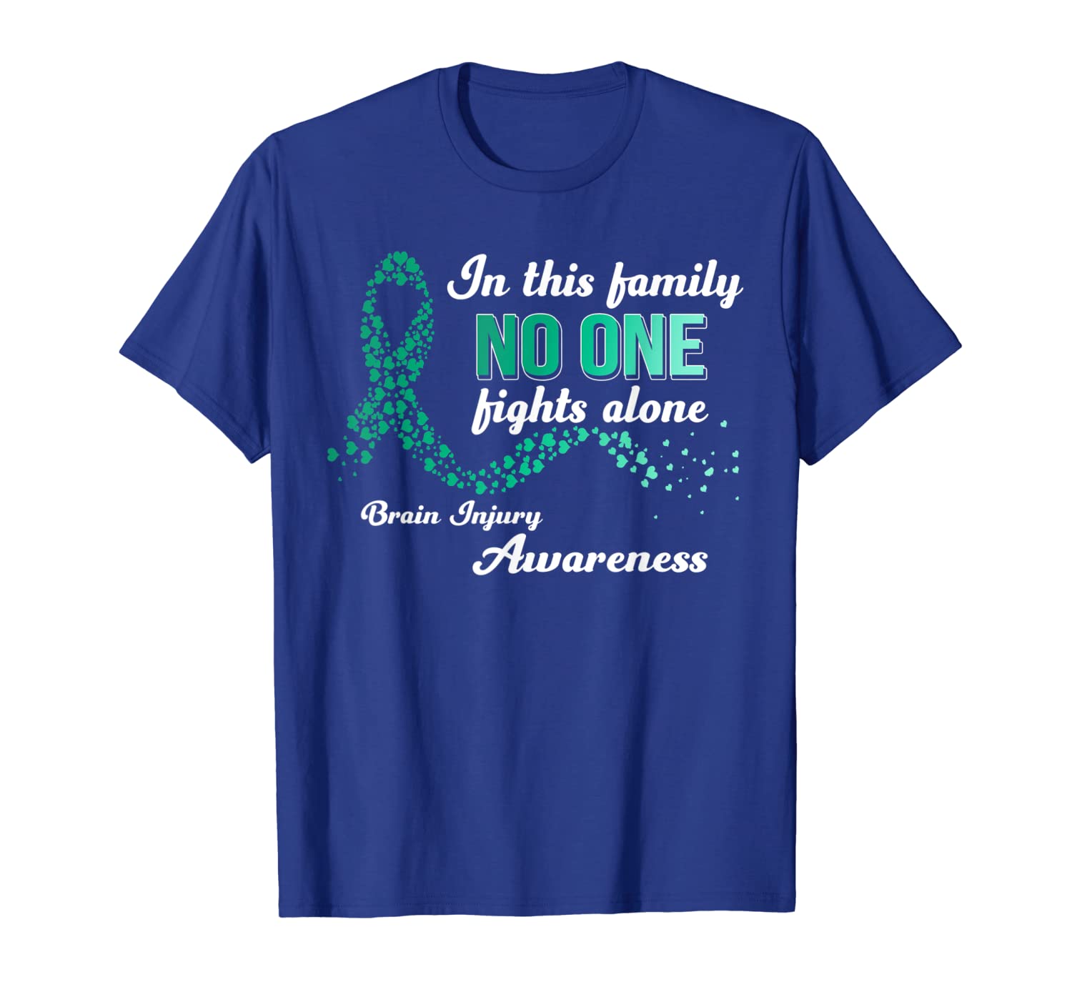 

in family no one fights alone brain injury awareness shirt, White;black