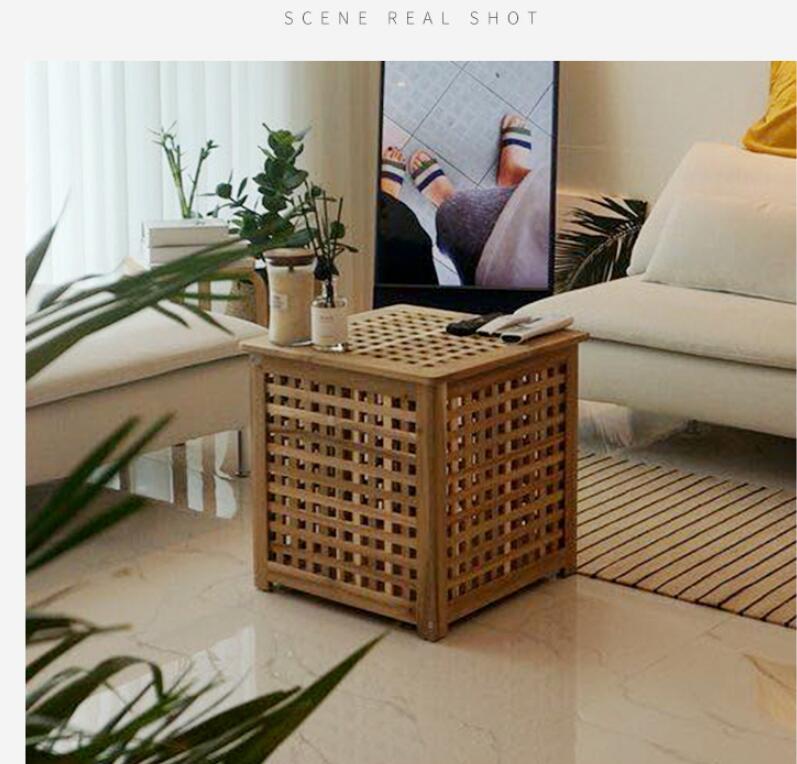 Solid wood storage box Bedroom Furniture clothing store decoration home bedside cabinet grid boxes bed side shelf-image-660753582