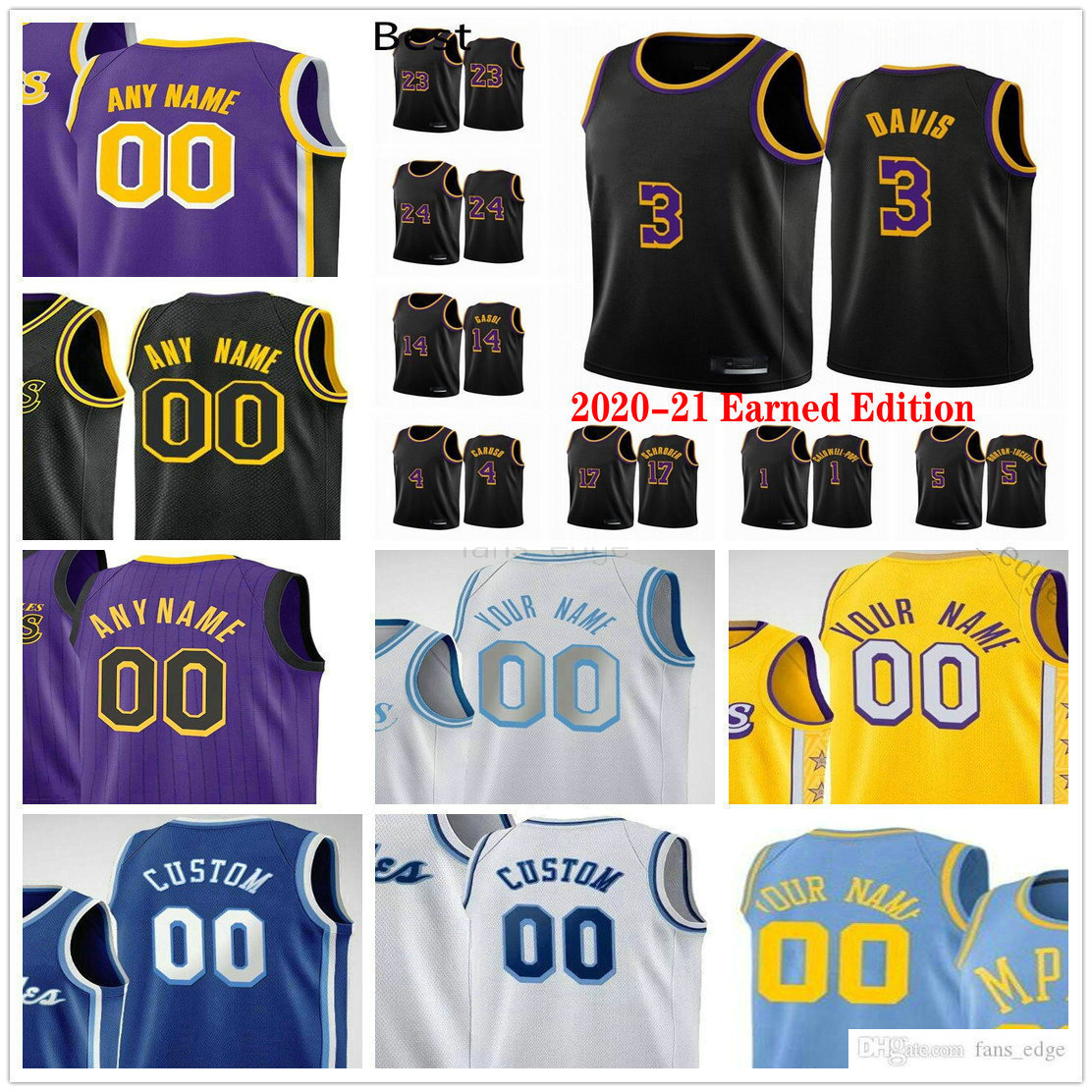 

Custom Printed 2020-21 Earned Edition Anthony 23 Davis 6 Kyle 0 Kuzma 17 Schroder Alex 4 Caruso Man Women Kids Youth Basketball Jerseys, Black;red