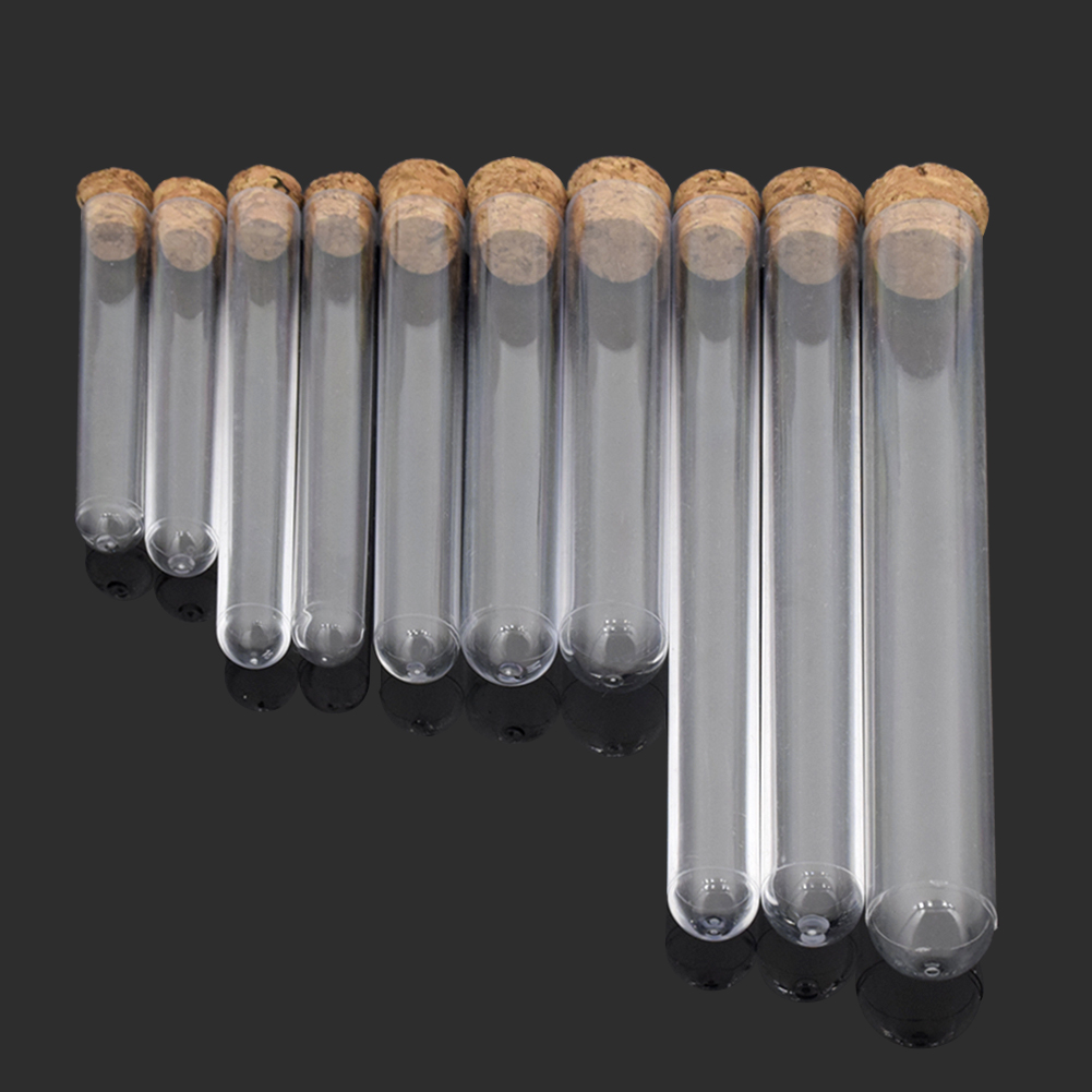 

Plastic Test Tube bottle With Cork flat bottom Transparent Lab Empty Scented tea Drink Candy Storage Tubes
