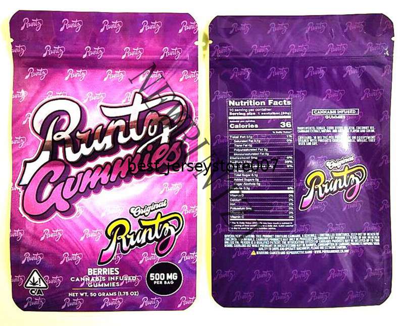 

2021p New Runtz Gummies Mylar Bag 500mg ETHER Childproof Edibles Zipper Packaging Pouch Retail Storage Package resealable