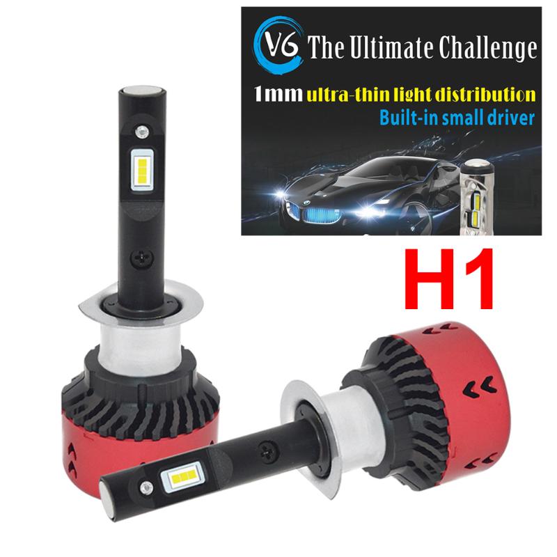 

Car Headlights 1 Set H1 70W 9600LM V6 LED Headlight All-in-one 1MM Ultra Thin PCB FLIP Chips EMC Pure White 6000K Driving Fog Lamps Bulbs