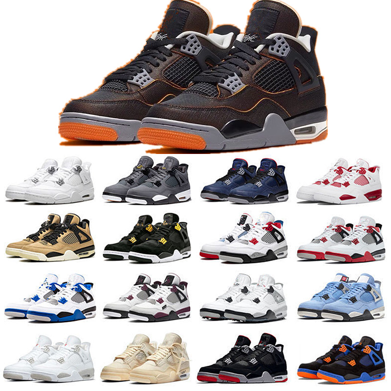 

Men Women 4s Basketball Shoes Top Sneakers Sail Midnight Navy Patent Starfish UNC Oreo Bred Cool Grey Military Black Cat Shimmer Dark Mocha Sport Trainers Size 36-46, 18