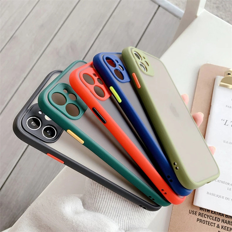 

DHL 100PCS Phone Case For iPhone 11 12 Pro Max X XR XS Max 7Plus Luxury Contrast Color Frame Matte Hard TPU+PC Protective, For iphone case