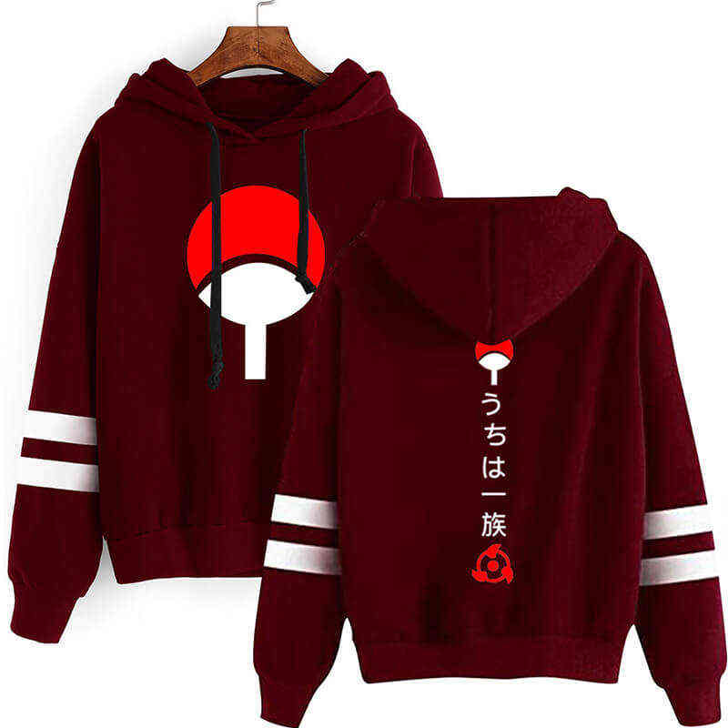 

2021 Hot Anime Hoodie Akatsuki Graphic Print Striped Sweatshirt Men/Women Harajuku Hoody Kakashi Uchiha Sasuke Pullovers G1214, Soild color