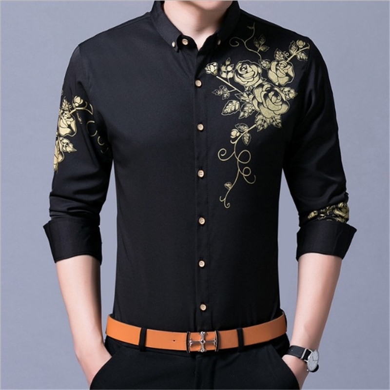 

Spring autumn fashion new products young inch business leisure printing men's long sleeve shirt spring and, 809 white