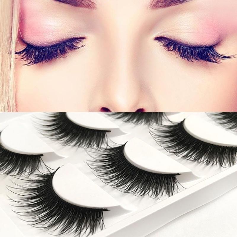 

5 pairs New fashion False Eyelash Curl Eyelash Artificial Extension Makeup Eyelashes Thick Fiber Natural False