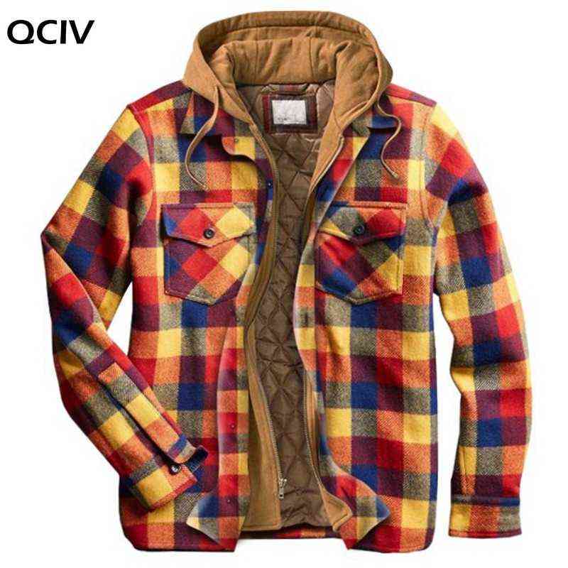 

New style European and American autumn and winter thick cotton plaid long-sleeved loose hooded jacket Y1106, 12
