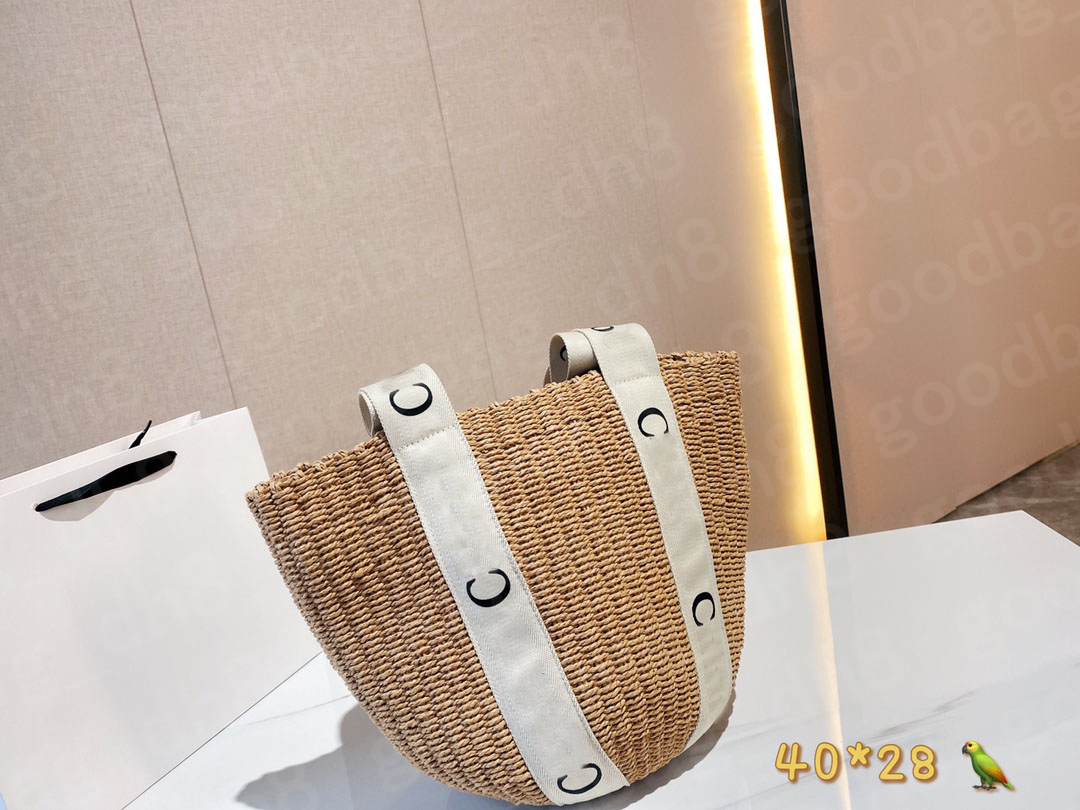

2021 Women Basket Handbag Straw Woody Tote Beach Bags Bucket Bag Shoulder Designers Womens Handbags Luxurys Designers Bags Totes Purses, Beige(correct letters)