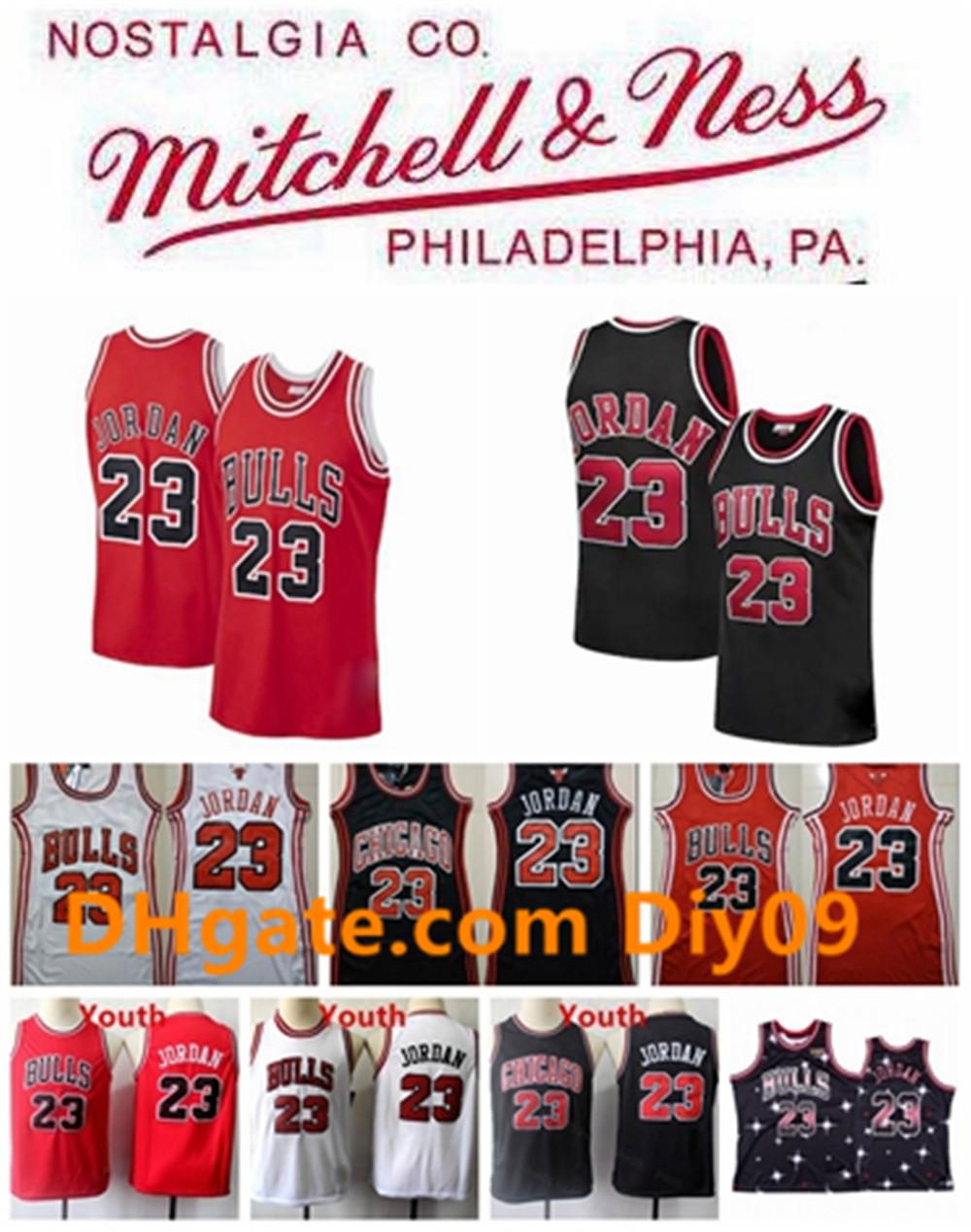 

Men Women Michael Kid Jordon Chicago Bulls Jersey Vintage 23 Michael MJ Mitchell Ness Finals Hardwood Basketball Jerseys, Blue;black
