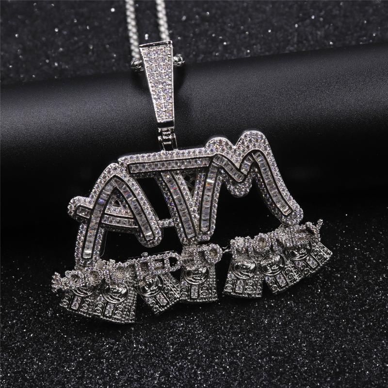 

Pendant Necklaces Letters Necklace Charm Jewelry Iced Out Mens ATM Letter Atticted To Money Pendndants