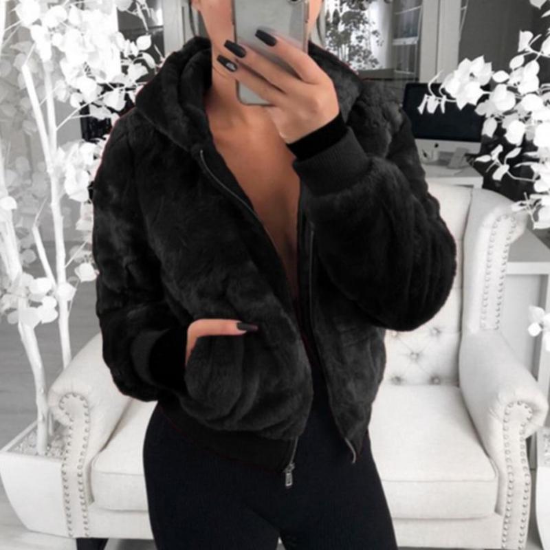 

Women's Fur & Faux Women Jacket Autumn Winter Plush Comfortable Warm-keeping Stylish Solid Color Fluffy, Black